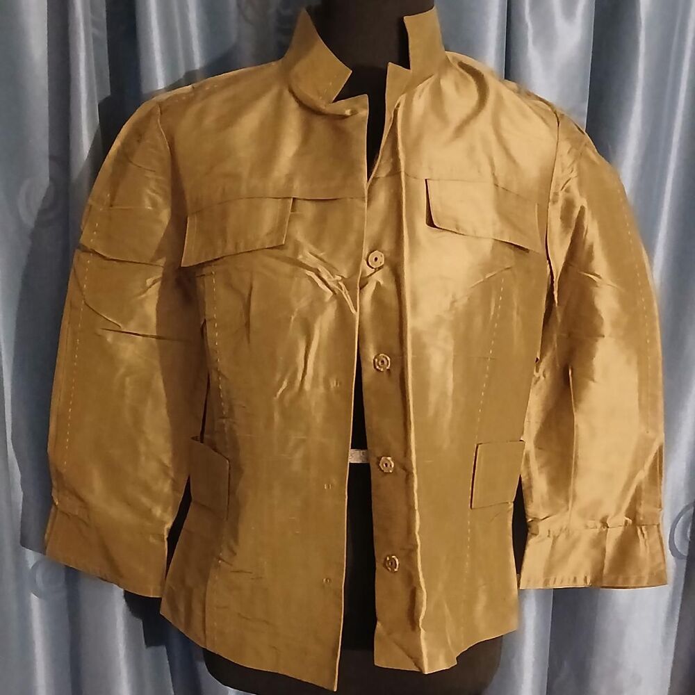 Vintage 'Carlisle' Dark Olive Color Silk Lightweight Top